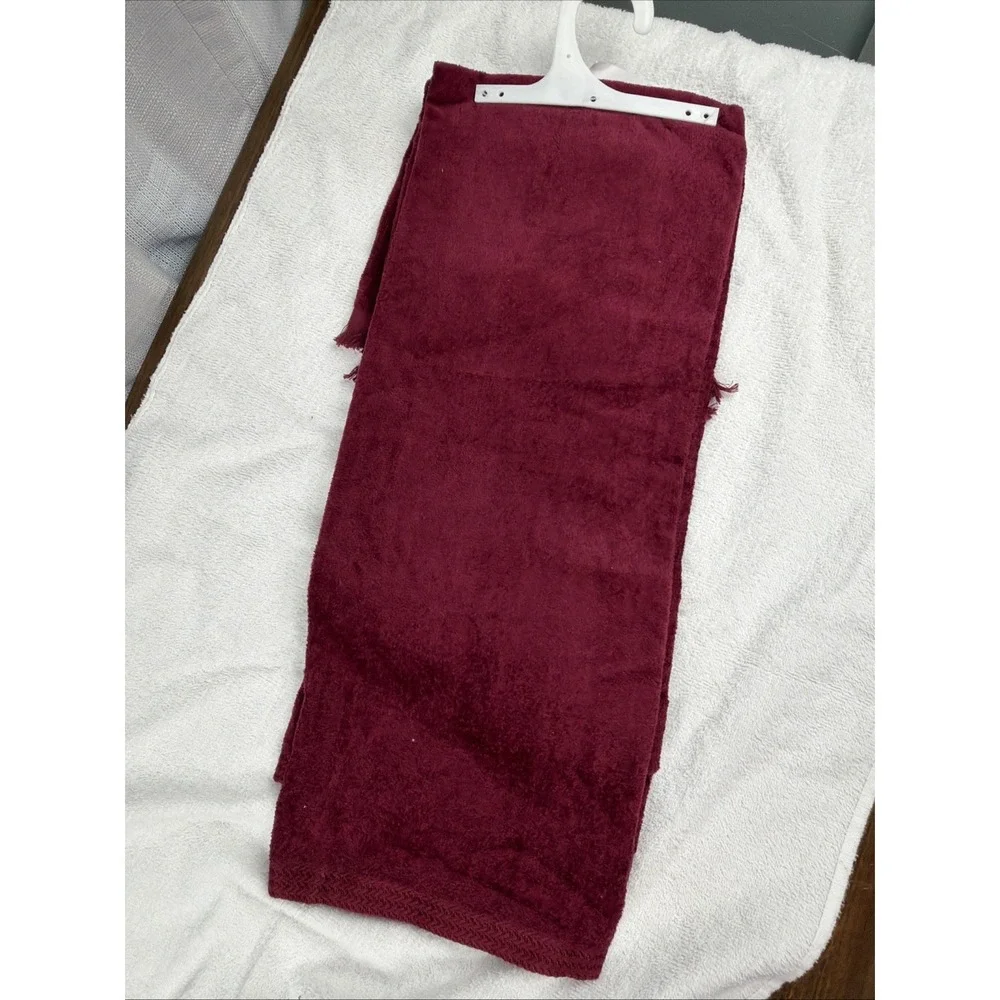 Vintage Y2K Christmas Tree Embroidered Towel Set 3 Piece Trim A Home Burgundy
